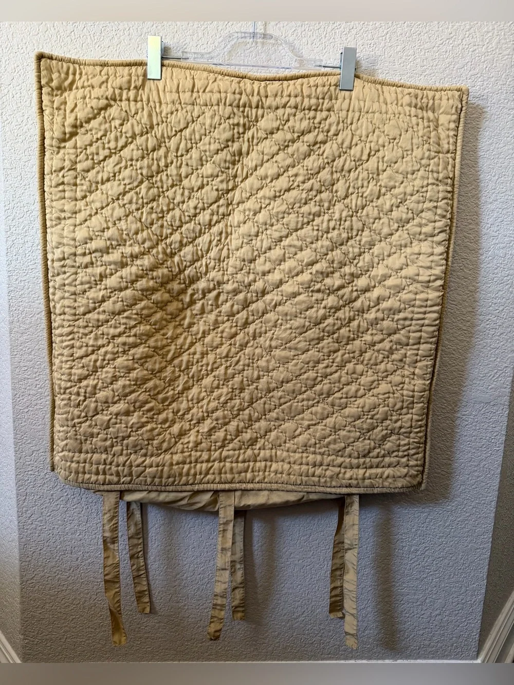 Pottery Barn 2006 Velour Shine Quilted Pillowcase 26x26” Golden Cotton & Silk